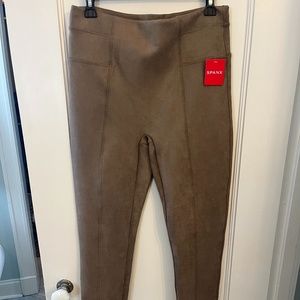 Spanx faux suede leggings, camel, size large, new